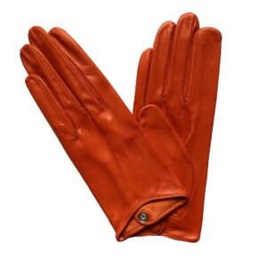 GANTS-EN-CUIR-AGNEAU-NON-DOUBLE-ROUGE-BUN-ROUILLE-POUR-FEMME-MODELE-BRISBANE-GANTS-CUIR-COURT-ECHANCRE-VUE-FACE