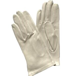 GANTS-CUIR-BLANC-NON-DOUBLE-MI-SAISON-ET-ETE-POUR-FEMME-BORD-SAXE-MODELE-KYOTO-VUE-HAUT-DE-LA-MAIN