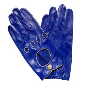 GANTS-DE-CONDUITE-EN-CUIR-BLEU-COBALT-BORD-ARGILE-NON-DOUBLE-HOMME-MODELE-BAKOU-VUE-DE-FACE B