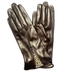 GANTS-CUIR-ZIP-DECORATIF-MARRON-LEOPARD-DOUBLURE-SOIE-FEMME_MODELE-HAMPTON-VUE-FACE