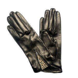 GANTS-CUIR-ZIP-DECORATIF-NOIR-LEOPARD-DOUBLURE-SOIE-FEMME_MODELE-HAMPTON-VUE-FACE