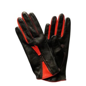 GANTS-CUIR-ZIP-DECORATIF-NOIR-ROUGE-DOUBLURE-SOIE-FEMME_MODELE-HAMPTON-VUE-FACE