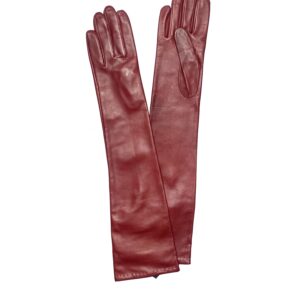 GANTS-EN-CUIR-LONG-DOUBLURE-SOIE-ROUGE-BORDEAUX-GANTS-POUR-ROBE-FEMME_MODELE-HOLLYWOOD-VUE-FACE