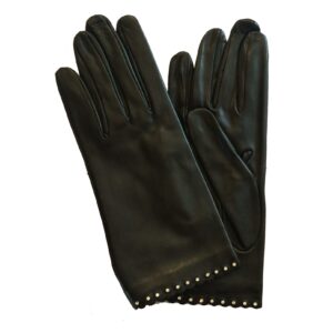 GANTS-CUIR-AGNEAU-NOIR-FEMME-REBORD-BIJOU-SWAROVSKI-DOUBLURE-SOIE_MODELE-CANNES-VUE-FACE