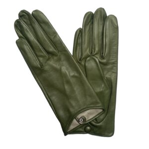 GANTS-COURT-VERT-OLIVE-AGNEAU-DOUBLE-SOIE-FERMETURE-BOUTON_MODELE-ADELAIDE-VUE-FACE