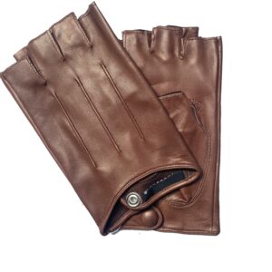 MITAINES-GANTS-DE-CONDUITE-EN-CUIR-AGNEAU-SANS-ONCE-TROIS-BAGUETTES-NON-DOUBLEES-BRUN-CHOCOLAT_MODELE-MUGELLO-VUE-FACE