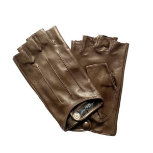 MITAINES-GANTS-DE-CONDUITE-EN-CUIR-AGNEAU-SANS-ONCE-TROIS-BAGUETTES-NON-DOUBLEES-BRUN-GABARDINE_MODEL-MUGELLO-VUE-FACE