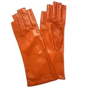GANTS-SANS-DOIGT-MITAINES-LONGUES-CUIR-AGNEAU-FEMME-DOUBLE-SOIE-ORANGE-TULIPE-DOIGT-COUPE_MODELE-MURANO_VUE-FACE