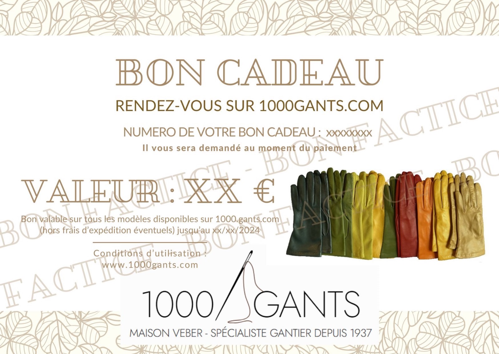 1000 GANTS - Bon Cadeau