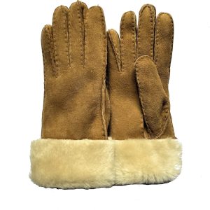 Gants en cuir de mouton retourné shearling avec revers - ETAH