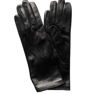 Gants mi longs en cuir d'agneau doublés soie 3 baguettes - YPRES