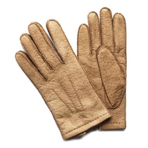 Gants en cuir de pécari doublés cachemire - SUCRE